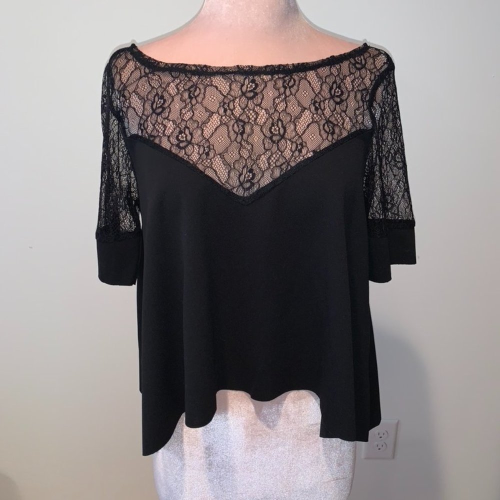 Zara Black Lace Short Sleeve Blouse